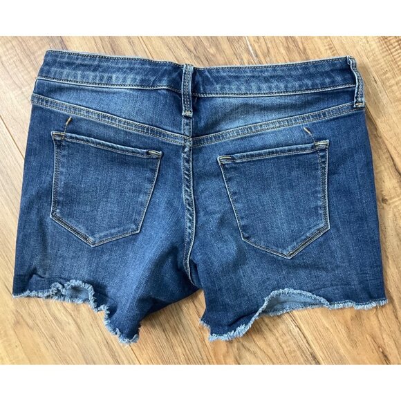 Mossimo Denim Mid Rise Midi Jean frayed Shorts Women's Size 2 - Picture 2 of 10
